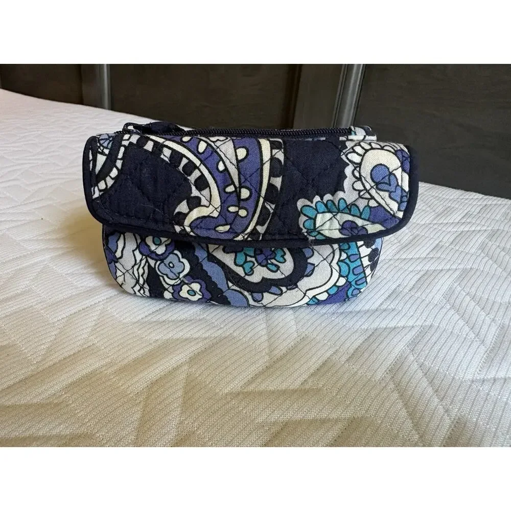 Vera Bradley Blue Floral Paisley ID Wallet Coin Purse Card Holder - Picture 2 of 9